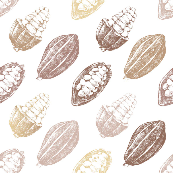 Seamless pattern with cocoa beans - Vector, Imagen