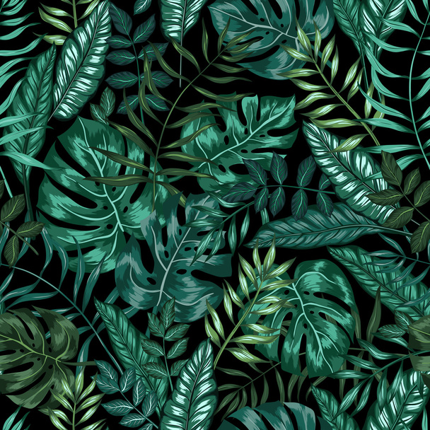 seamless vector graphical artistic tropical nature jungle pattern - Διάνυσμα, εικόνα