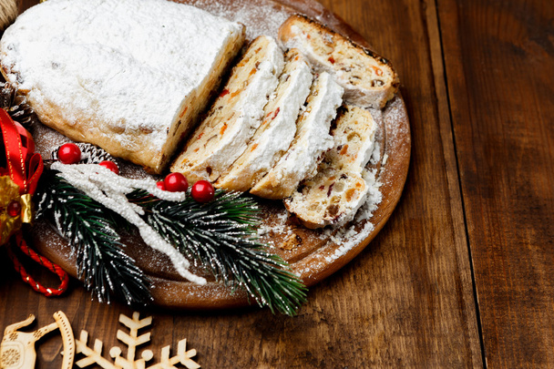 traditional German cake with raisins Dresdner stollen - Photo, Image