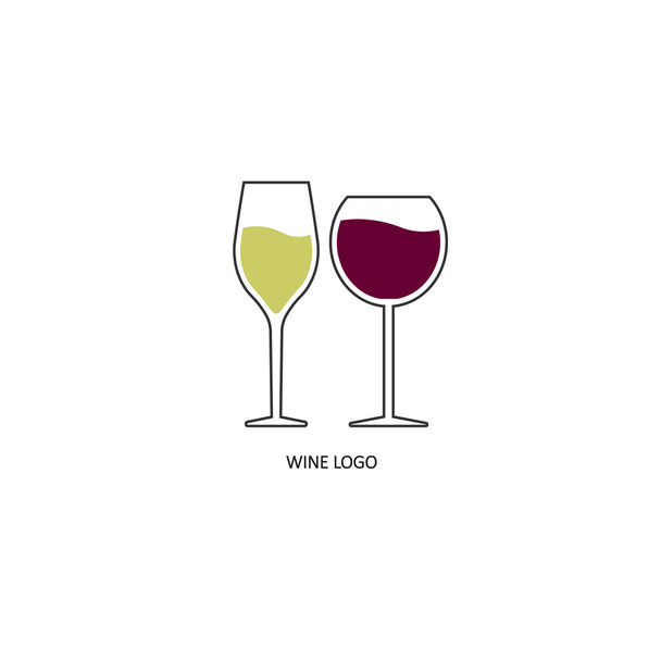 白と赤ワインのガラス - ベクター画像