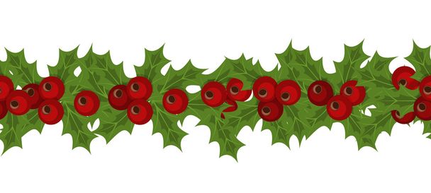 Green Christmas garlands of holly and mistletoe - Vector, Image