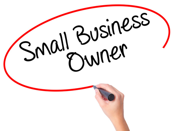 Ženy ručně psaného Small Business vlastník s černou značkou na vis - Fotografie, Obrázek
