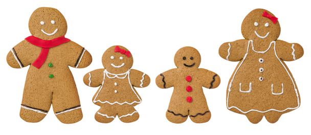 Gingerbread family decorated with icing and fondant - Photo, Image