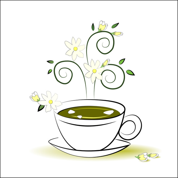 Green tea with jasmine icon - Вектор,изображение