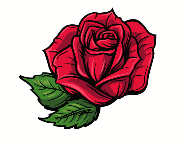 Red rose cartoon - Διάνυσμα, εικόνα