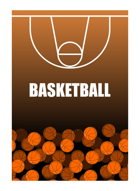 Ball and basketball court. Lot of balls. Basketball background.  - Vector, Image