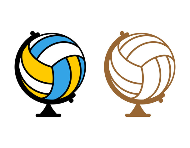 Globe volleyball. Wereld spel. Sport accessoire als Earth Sphere.  - Vector, afbeelding