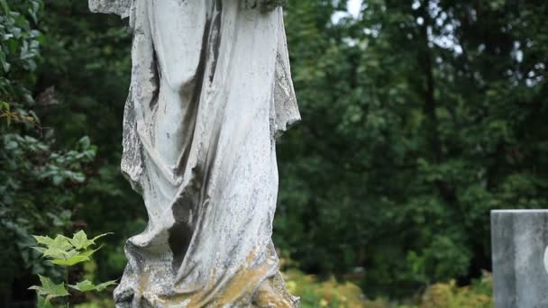 Ancient statue of guardian angel at old cemetery - Footage, Video