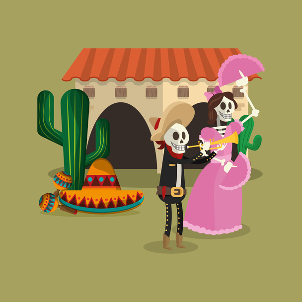 mexikói kultúra ikonok kapcsolódó kép - Vektor, kép