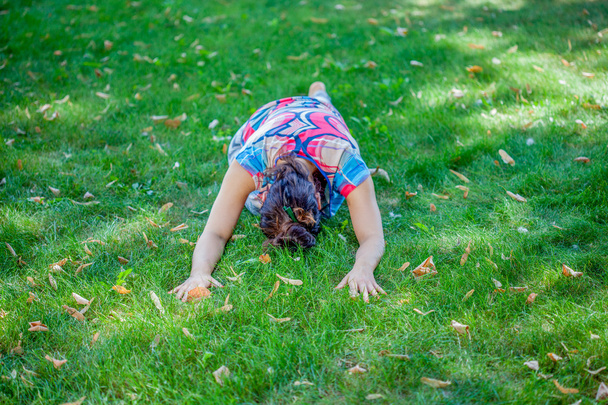 Young woman practicing yoga in the park  - Foto, afbeelding