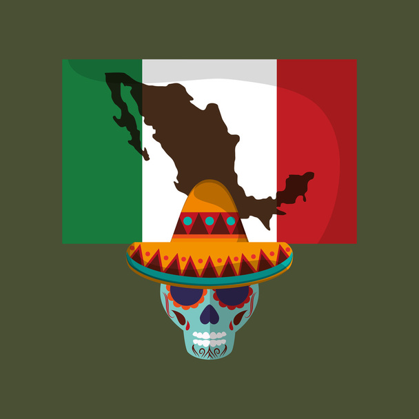 Imagen de iconos relacionados con la cultura mexicana
 - Vector, imagen