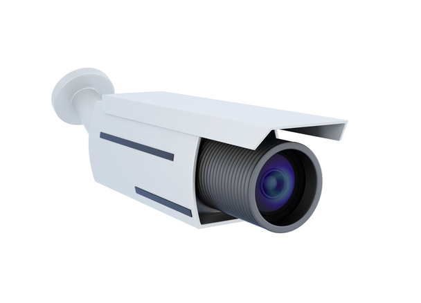 Güvenlik video kamera. 3D render - Fotoğraf, Görsel