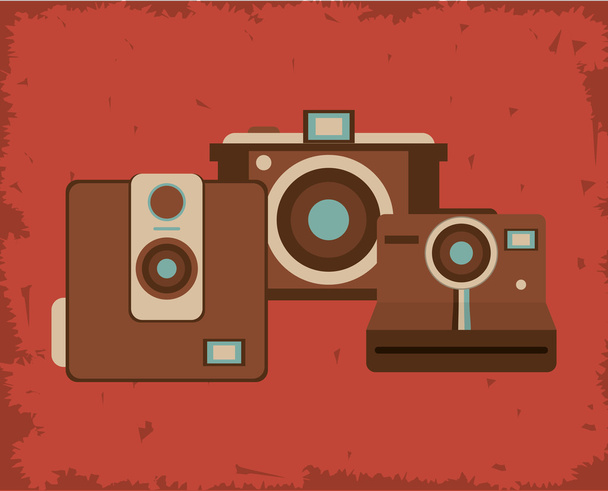 retro photographic camera emblem image - ベクター画像