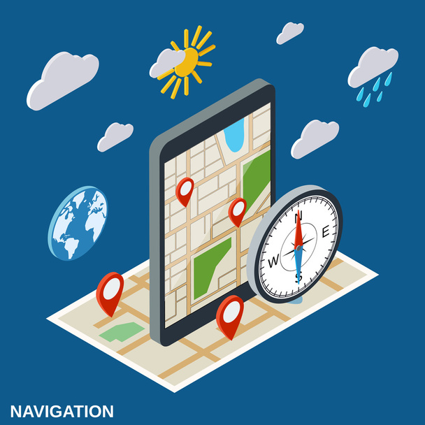 Navigation flat isometric vector concept - Vector, Image