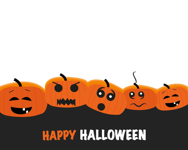 Happy Halloween funny pumpins party background and greeting card vector illustration - Vector, Image