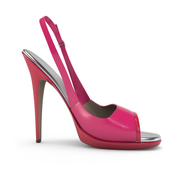 Glamour růžová Dámská obuv izolovaných na bílém pozadí 3d vykreslování - Fotografie, Obrázek