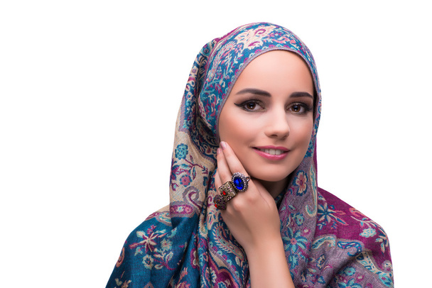 Woman in traditional muslim cover with ring - Foto, Bild