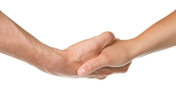Man en vrouw schudden handen - Foto, afbeelding