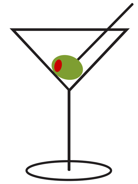 Martini with Olive - Vector, Image