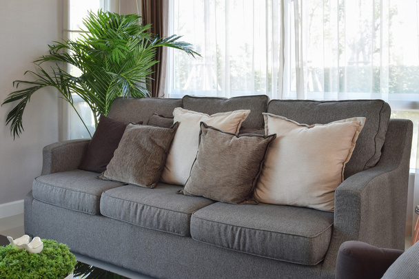modern living room design with sofa and wooden lamp - Foto, Imagem