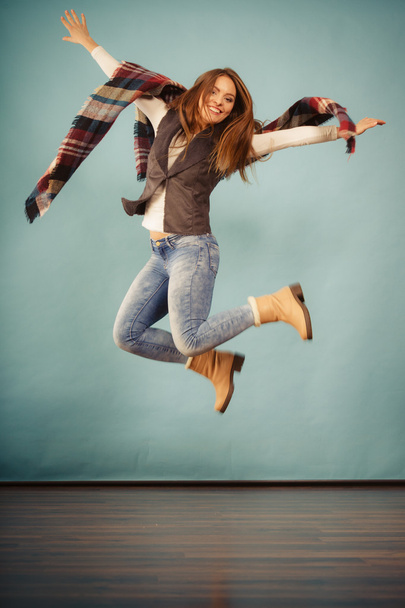 Attractive woman is jumping up. - Fotó, kép