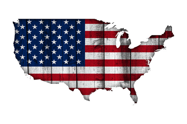 Карта і Прапор США на вивітрювання деревини - Фото, зображення