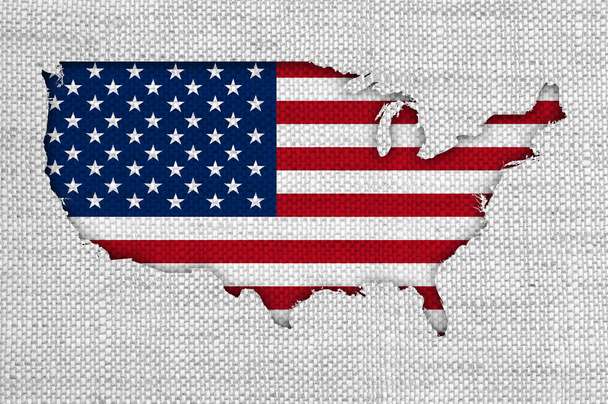 Carte et drapeau des États-Unis sur du vieux linge
 - Photo, image