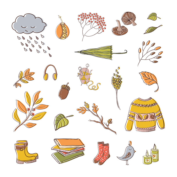 Handdrawn autumn design - Vecteur, image