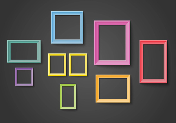 Blank colorful frame set isolated on wall - ベクター画像