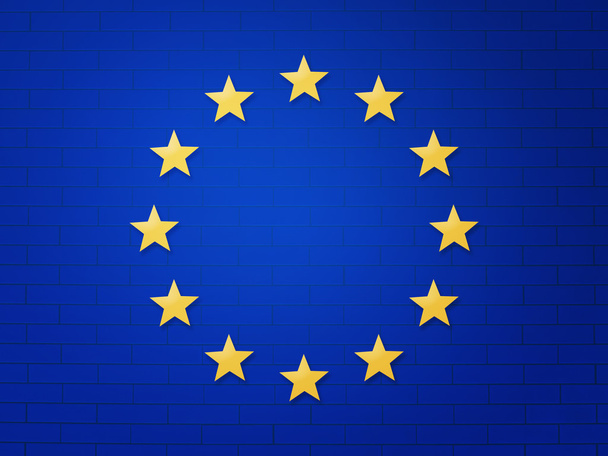 Eurooppa tähdet tiiliseinällä EU Graphic
 - Valokuva, kuva