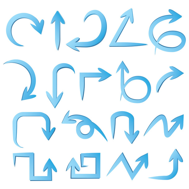 curva blu e le icone delle frecce scarabocchiare su sfondo bianco
 - Vettoriali, immagini