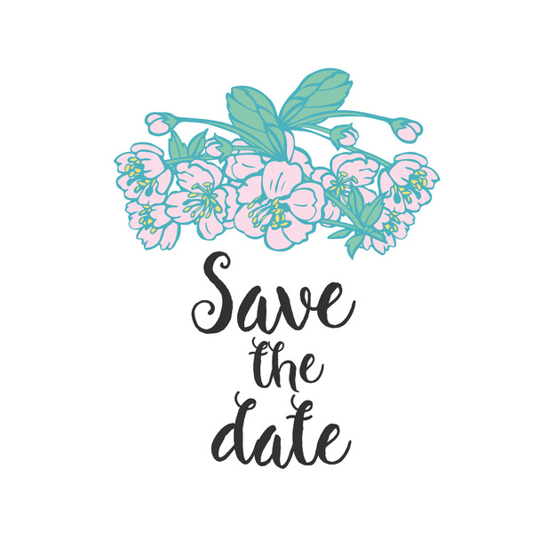Card Save the date with flowers - Вектор,изображение