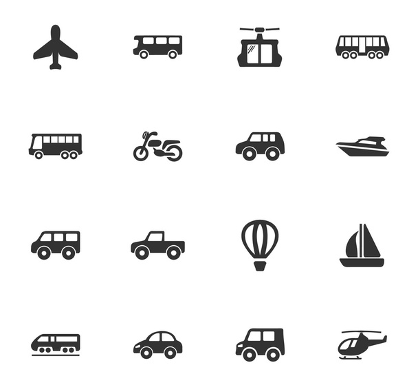 Public transport icons set - Vector, Image