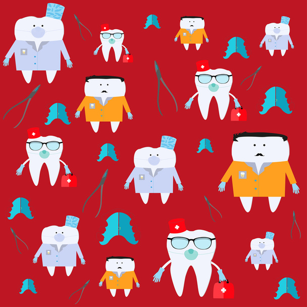 Set of funny doctors teeth   - Vektör, Görsel