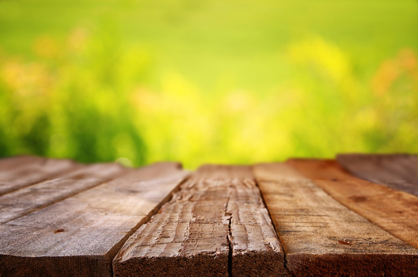 Wood boards and abstract nature background - Foto, Imagen