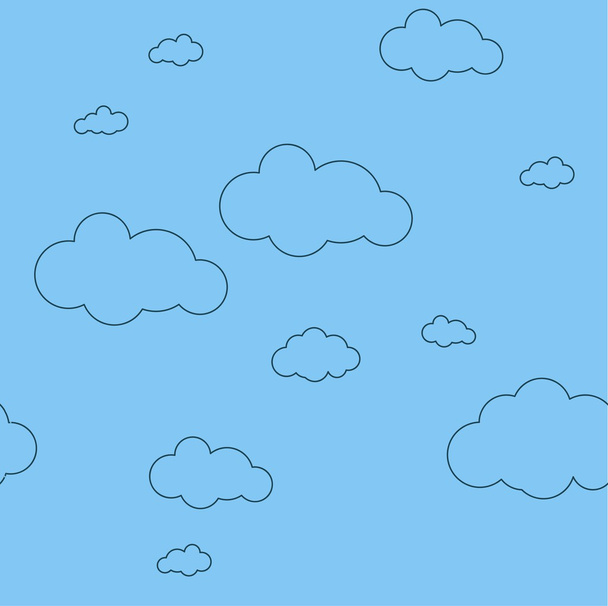 Blue sky with clouds, vector seamless background - Vector, Image