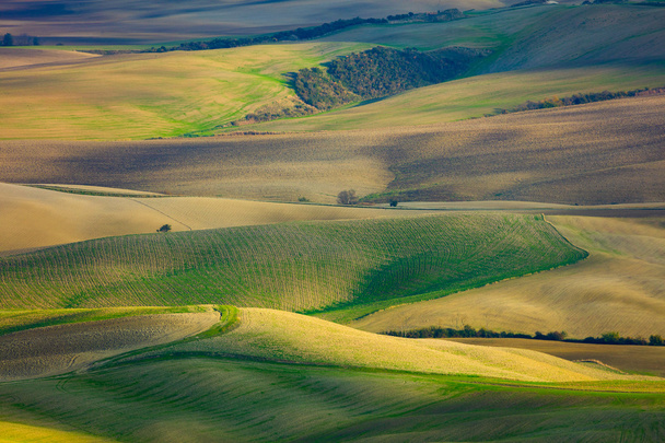 Hermoso paisaje aéreo de olas colinas en la naturaleza rural
 - Foto, Imagen