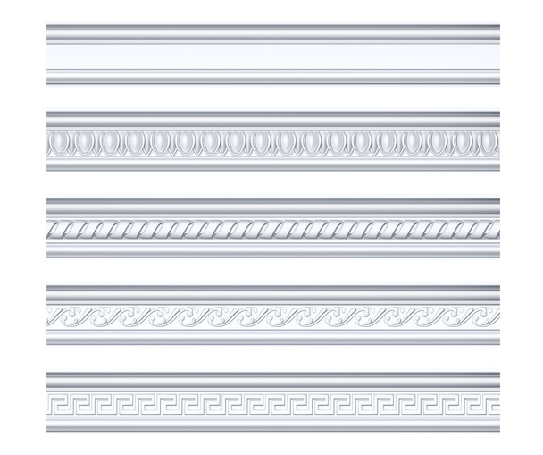 Collection of different classical cornices isolated on white - Photo, Image