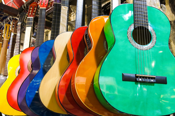 colorful guitars on the Istanbul Grand Bazaar. - Photo, Image
