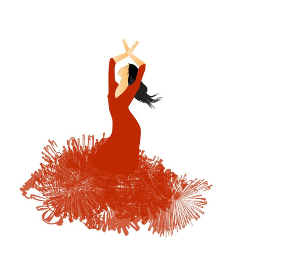 フラメンコ ダンサーのシルエット - ベクター画像
