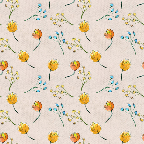 Seamless pattern with colorful flowers - Fotó, kép