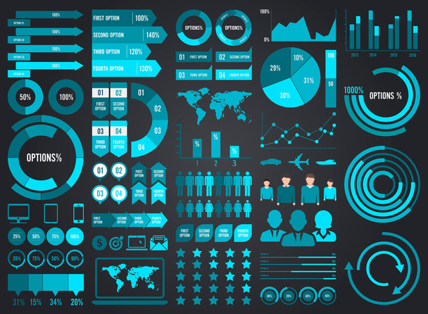 Mega Set Infografiset elementit Vektori suunnittelu
 - Vektori, kuva