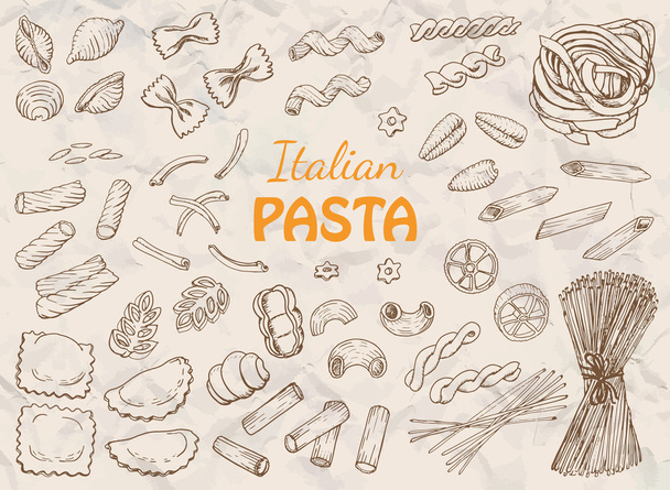Set of Italian pasta - Vector, Image