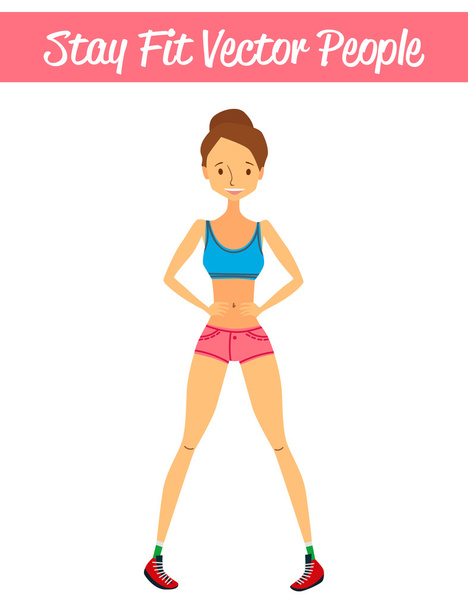 Μείνετε Fit Vector εικονογράφηση Fitness άτομα με ένα κορίτσι Fitness - Διάνυσμα, εικόνα