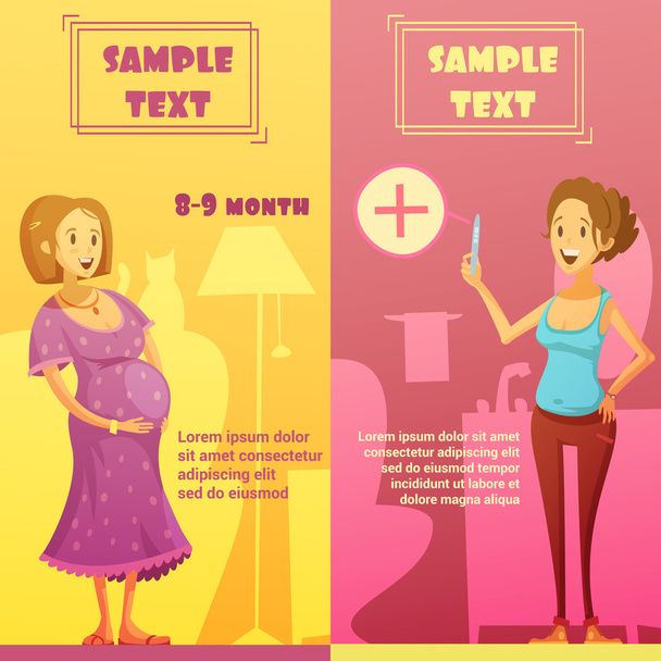 Schwangerschaft 2 vertikale Retro-Banner Set  - Vektor, Bild