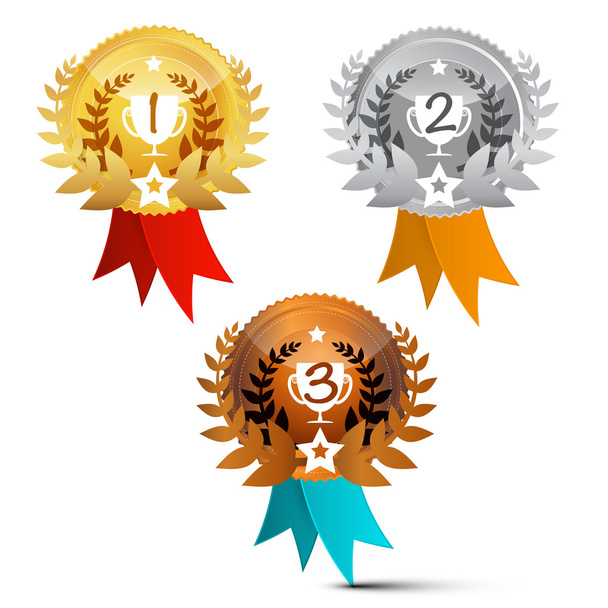 Medals Set. Vector Awards Symbols Isolated on White Background. - Vector, Image