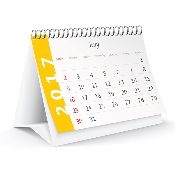 Července 2017 stolní kalendář - Vektor, obrázek