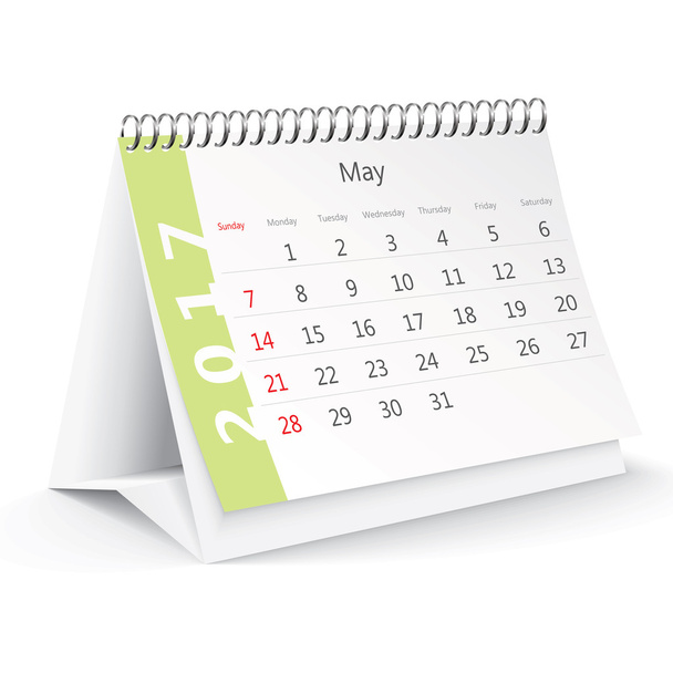 Kalendarz maj 2017 - wektor - Wektor, obraz