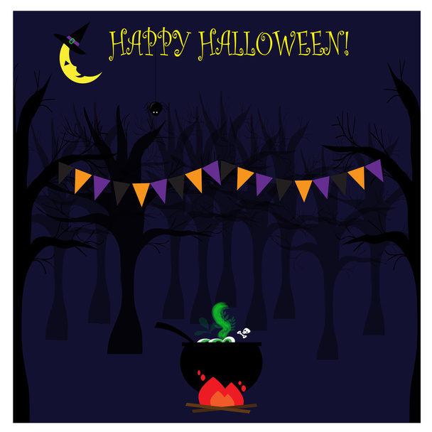 llustrazione con buio notte di Halloween nella foresta
 - Vettoriali, immagini