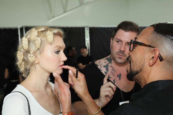  General atmosphere backstage before the Carmen Marc Valvo Show  - Фото, изображение